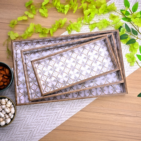 Arabesque Gold & Grey Serving Tray (Set of 3)