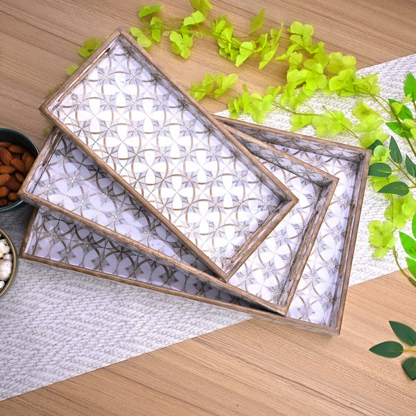 Arabesque Gold & Grey Serving Tray (Set of 3)