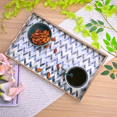 Chevron Black & White Wood Tray (Set of 3)