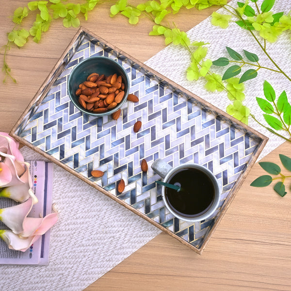 Chevron Black & White Wood Tray (Set of 3)
