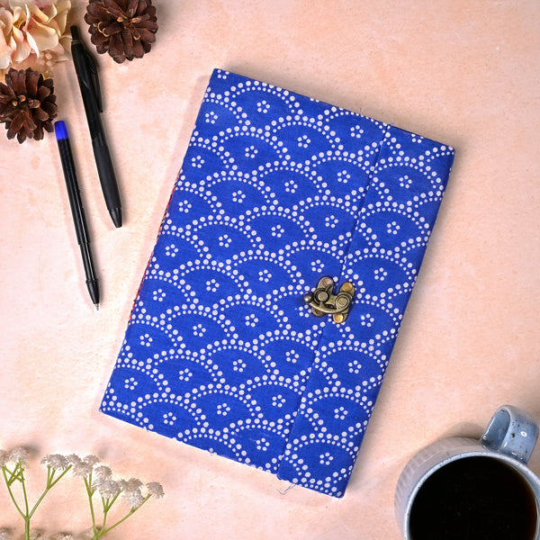 Elegant Blue and White Locking Diary (10x7inch)