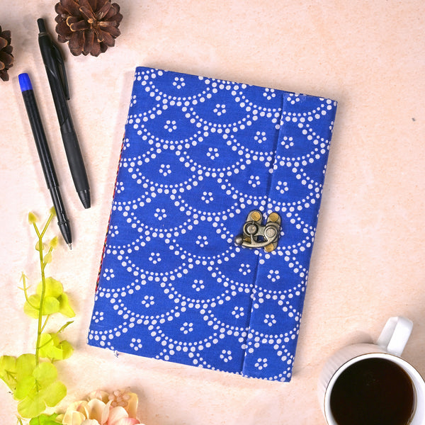 Blue and White Diary with Lock (7x5inch)