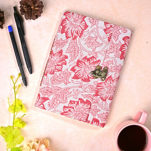 Red Floral Diary with Lock (7x5inch)