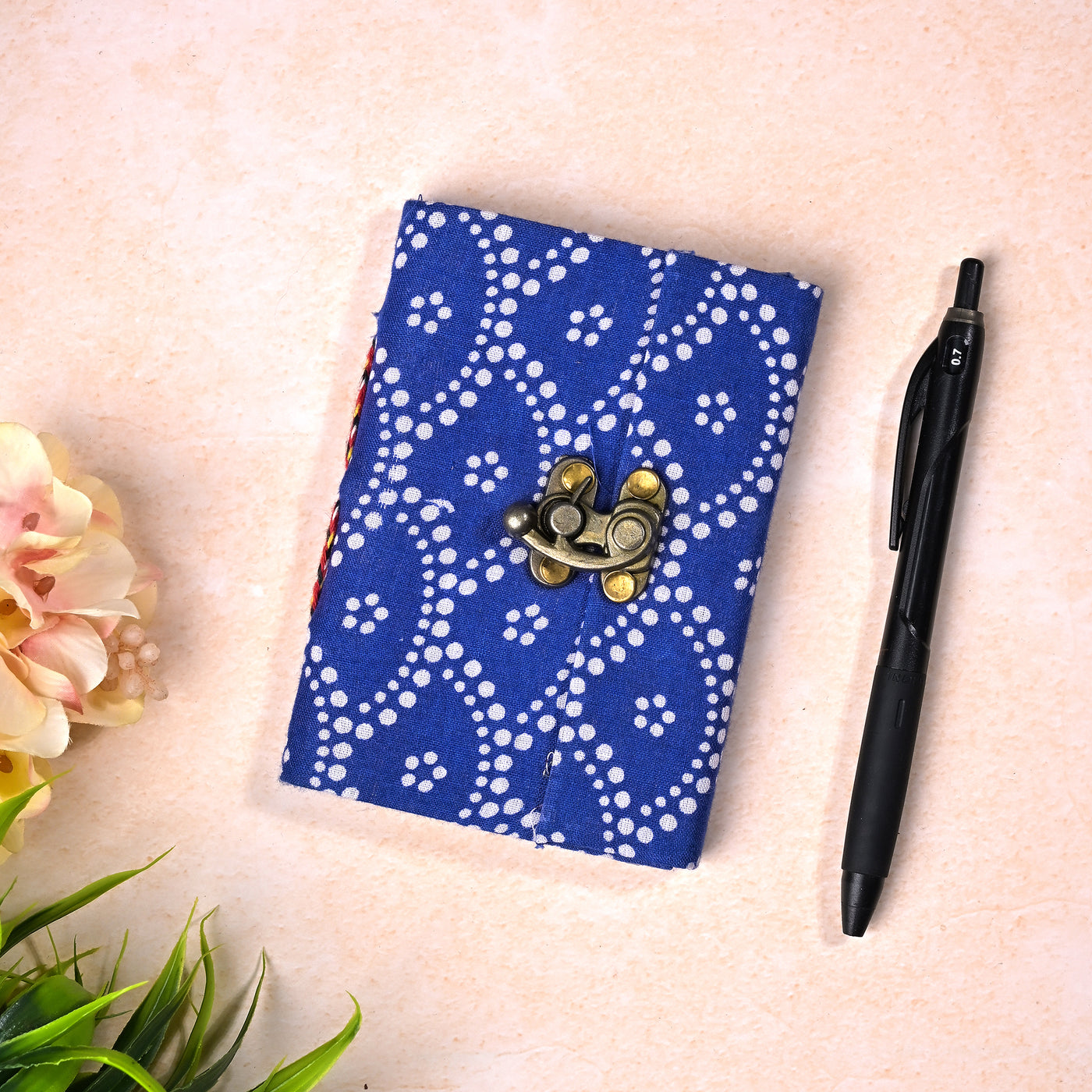 Handblock Print Diary with Lock (6x4inch)