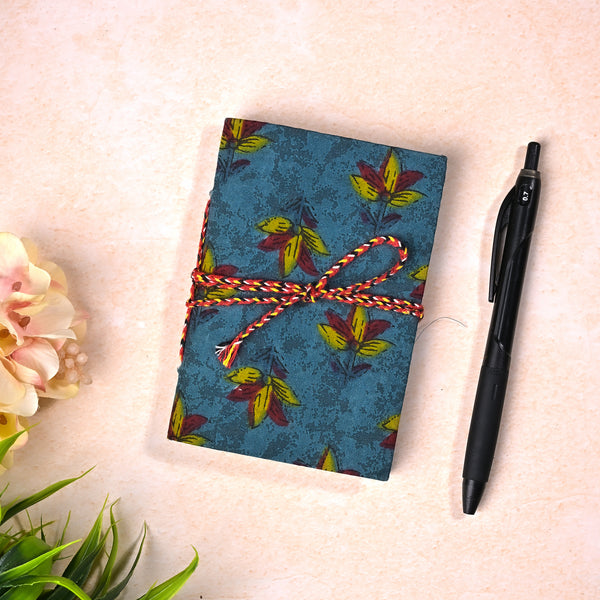 Blue Printed Fabric Cover Diary (4x3inch)