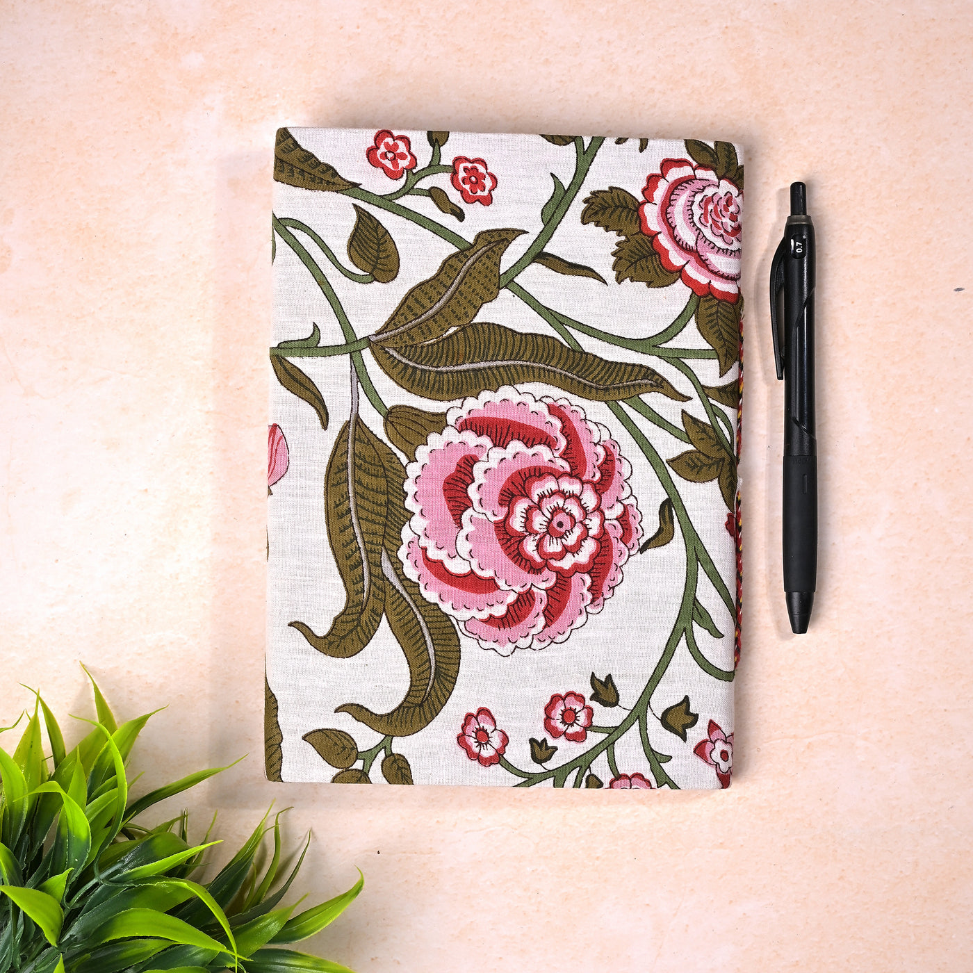 Luxe White Red Floral Diary with Lock (10x7inch)