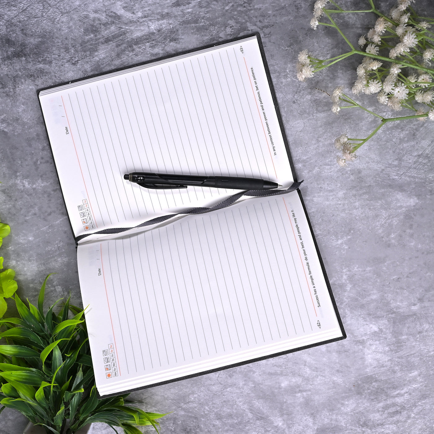 Grey Rexine Cover Diary (6x8inch)