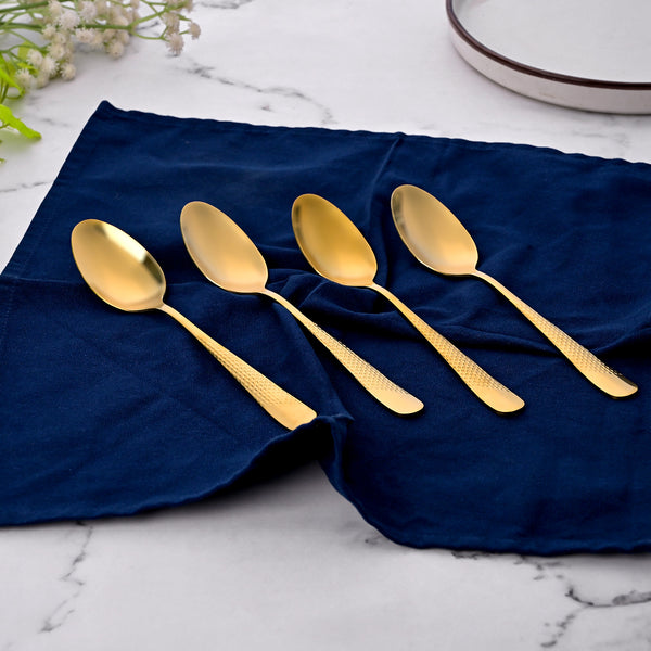 Golden Hammered Steel Spoons (Set of 4)
