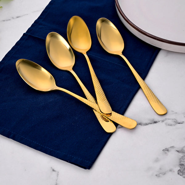 Golden Hammered Steel Spoons (Set of 4)