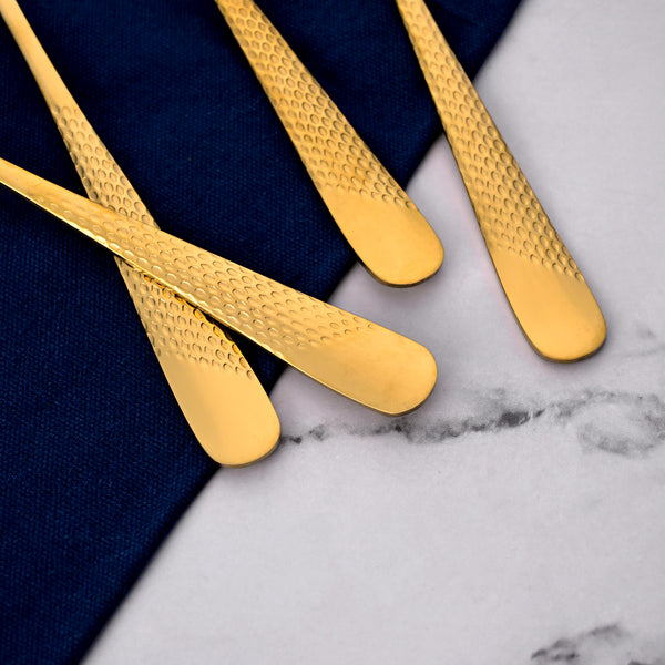 Golden Hammered Steel Spoons (Set of 4)