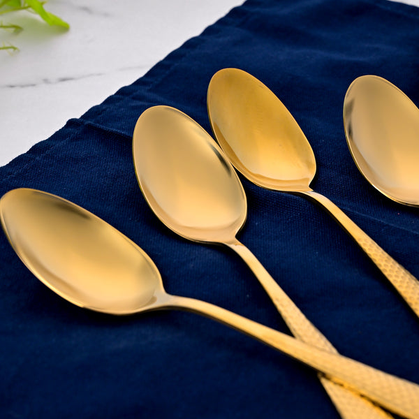 Golden Hammered Steel Spoons (Set of 4)