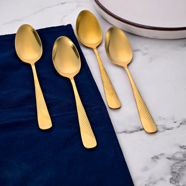 Golden Hammered Steel Spoons (Set of 4)