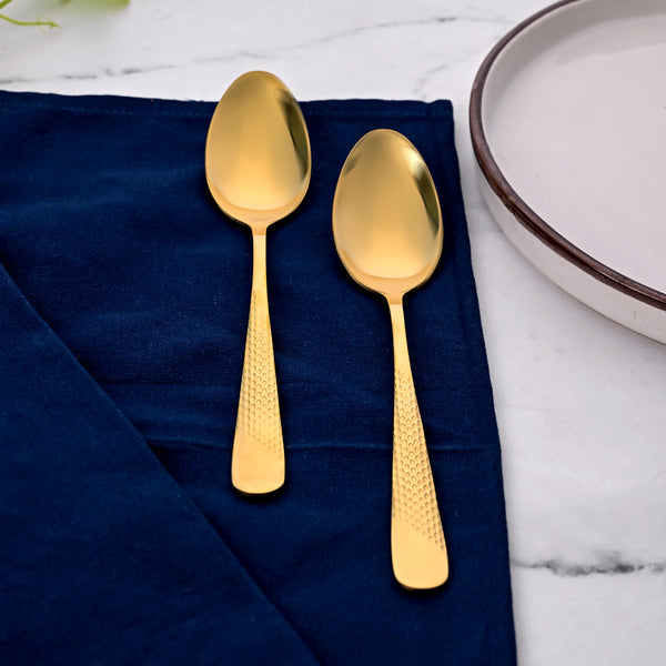 Golden Hammered Steel Spoons (Set of 2)