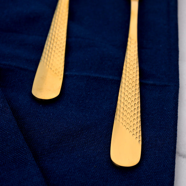 Golden Hammered Steel Spoons (Set of 2)