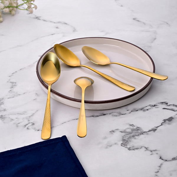 Golden Hammered Steel Spoons (Set of 4)