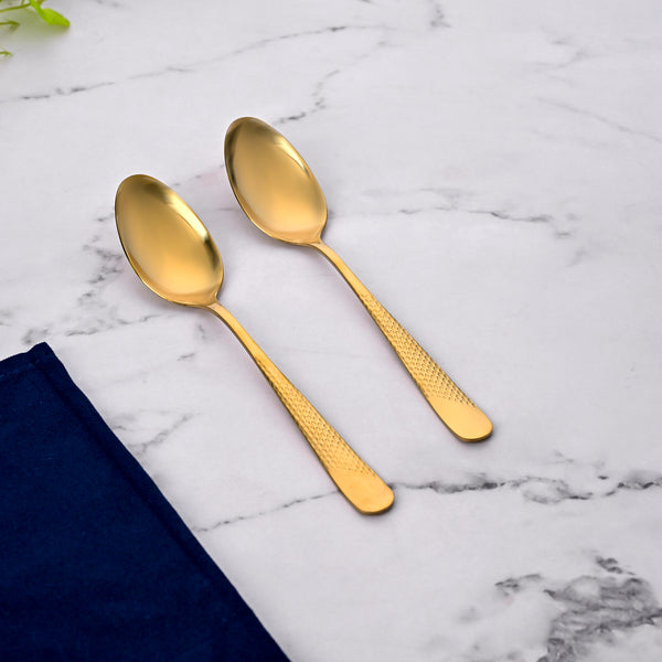 Golden Hammered Steel Spoons (Set of 2)