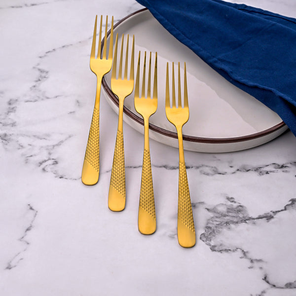 Timeless Stainless Steel Golden Forks (Set of 4)