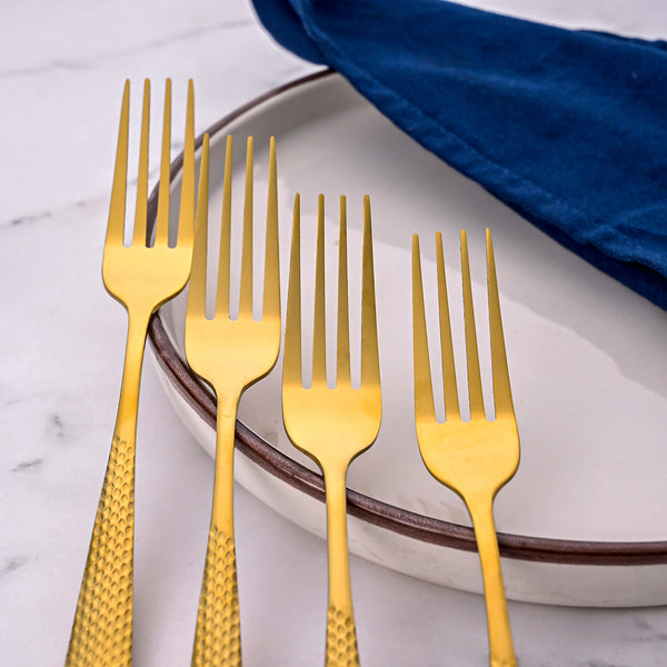 Timeless Stainless Steel Golden Forks (Set of 4)