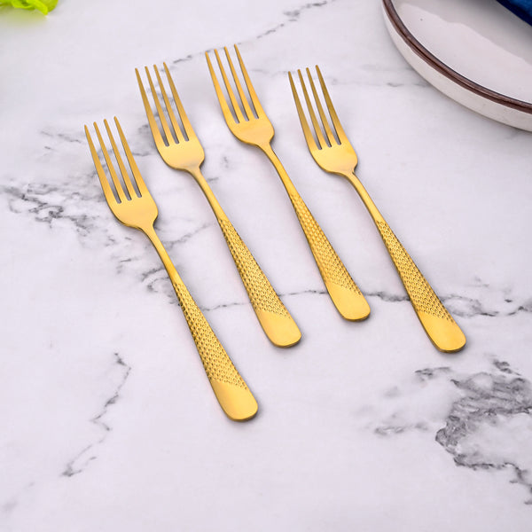 Timeless Stainless Steel Golden Forks (Set of 4)