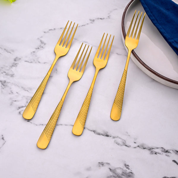 Timeless Stainless Steel Golden Forks (Set of 4)