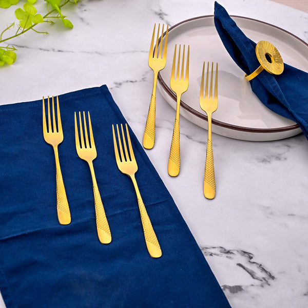 Luxe Stainless Steel Golden Dessert Forks (Set of 6)