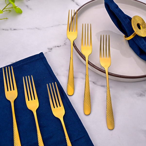 Luxe Stainless Steel Golden Dessert Forks (Set of 6)