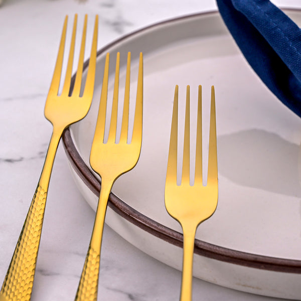 Luxe Stainless Steel Golden Dessert Forks (Set of 4)