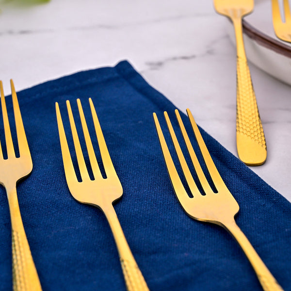 Luxe Stainless Steel Golden Dessert Forks (Set of 4)