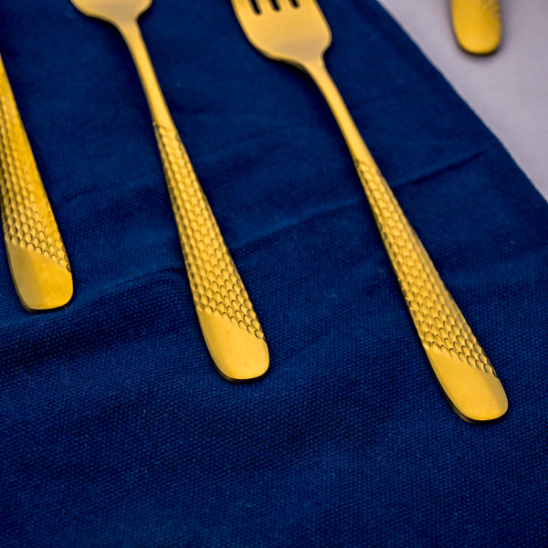 Luxe Stainless Steel Golden Dessert Forks (Set of 4)