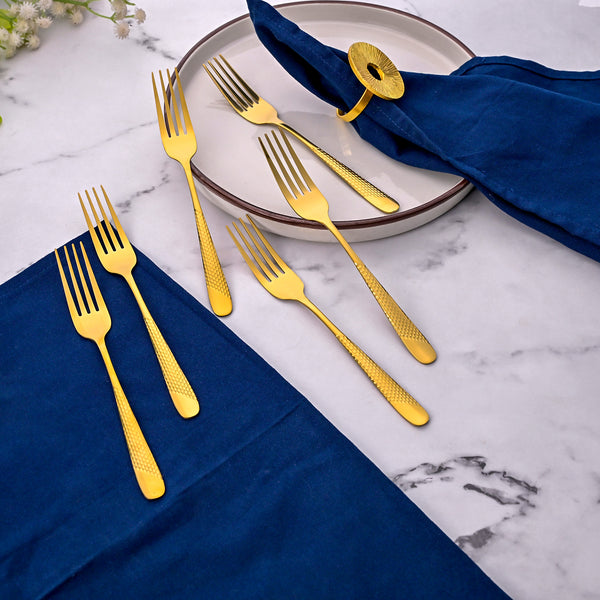 Luxe Stainless Steel Golden Dessert Forks (Set of 6)