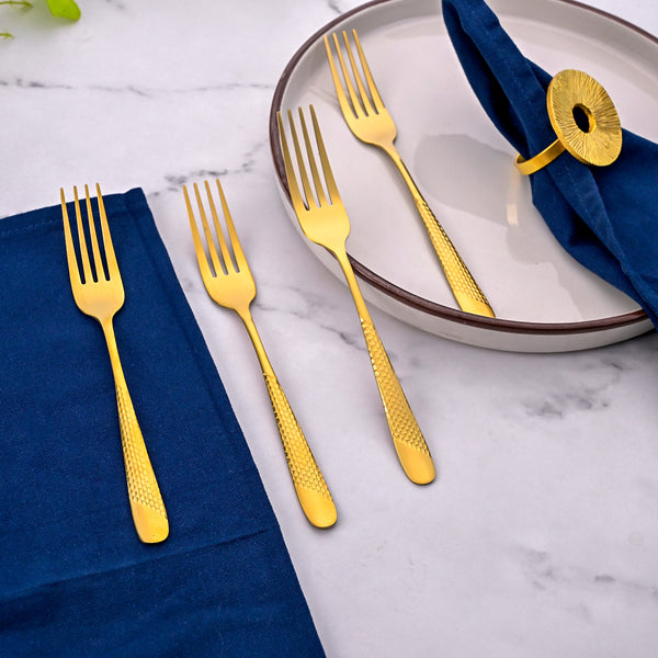 Luxe Stainless Steel Golden Dessert Forks (Set of 4)
