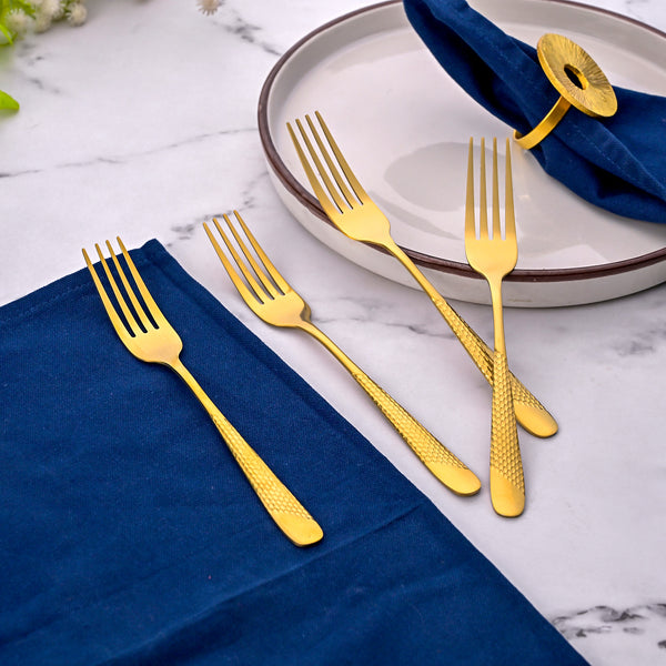 Luxe Stainless Steel Golden Dessert Forks (Set of 4)