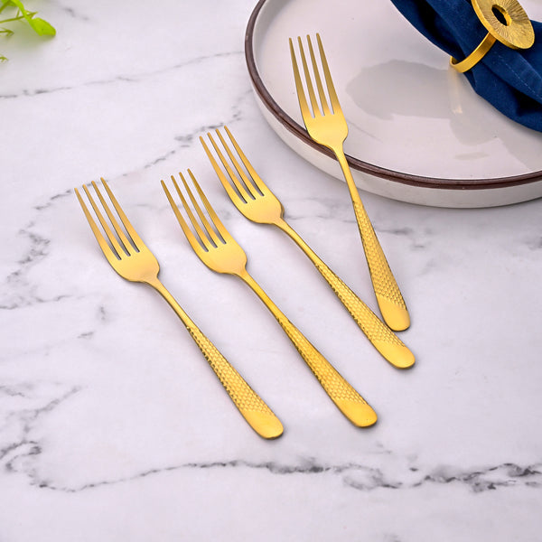 Luxe Stainless Steel Golden Dessert Forks (Set of 4)