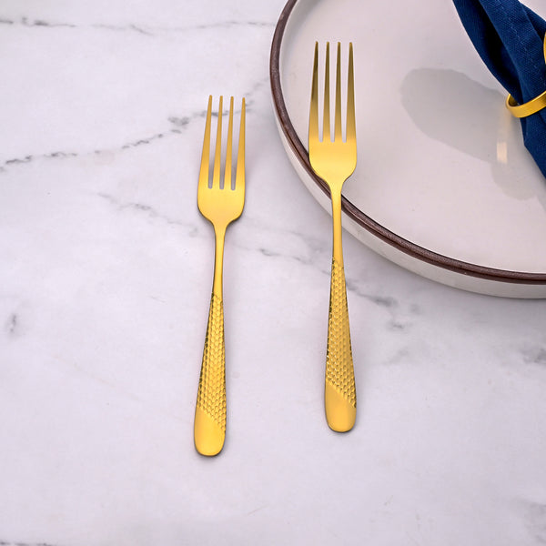Luxe Stainless Steel Golden Dessert Forks (Set of 2)