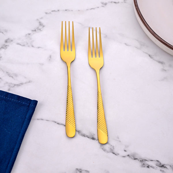 Luxe Stainless Steel Golden Dessert Forks (Set of 2)