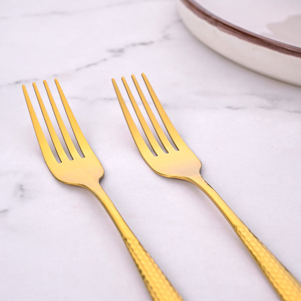 Luxe Stainless Steel Golden Dessert Forks (Set of 2)