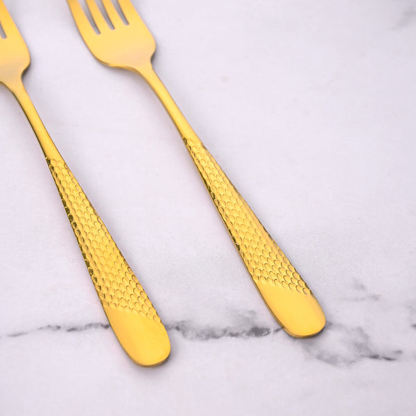 Luxe Stainless Steel Golden Dessert Forks (Set of 2)