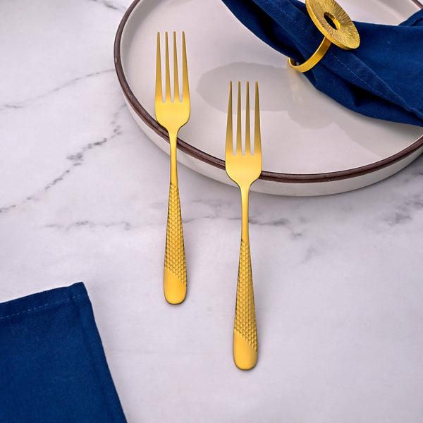 Luxe Stainless Steel Golden Dessert Forks (Set of 2)