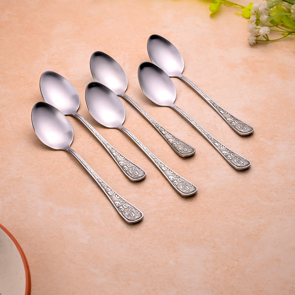 Silver Blossom Tea Spoons (Set of 6)