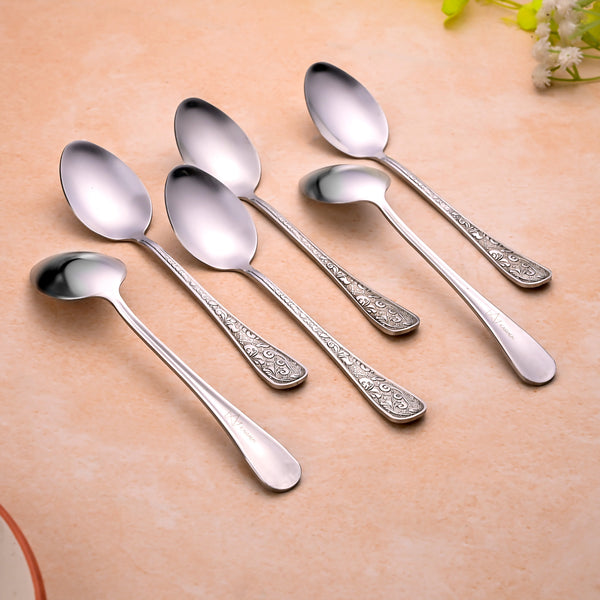 Silver Blossom Tea Spoons (Set of 6)