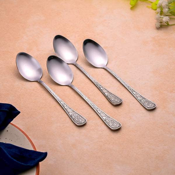 Silver Blossom Tea Spoons (Set of 4)