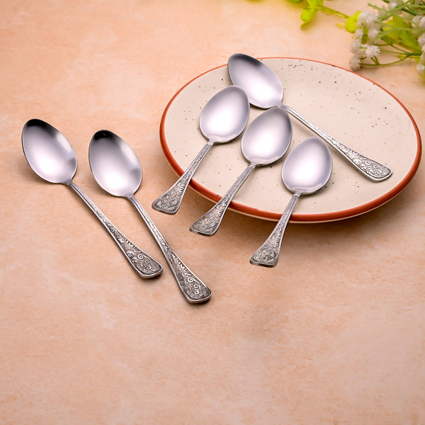 Silver Blossom Tea Spoons (Set of 6)