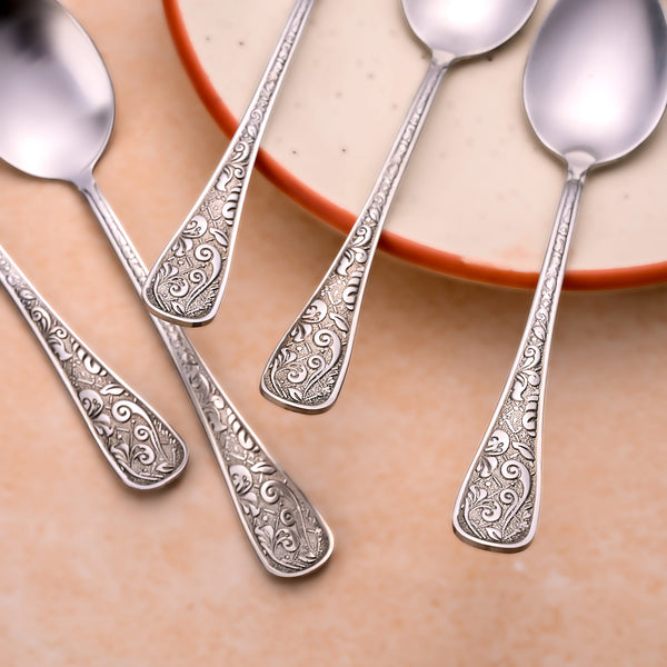 Silver Blossom Tea Spoons (Set of 6)