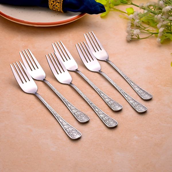 Silver Aura Dessert Forks (Set of 6)