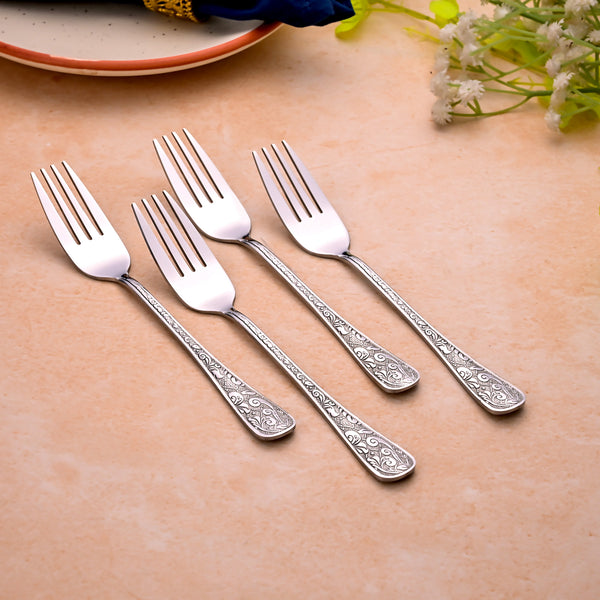 Silver Aura Dessert Forks (Set of 4)