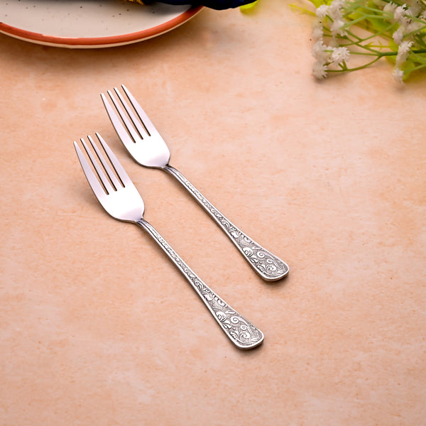 Silver Aura Dessert Forks (Set of 2)