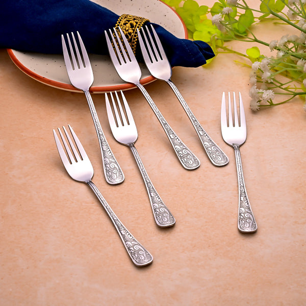 Silver Aura Dessert Forks (Set of 6)