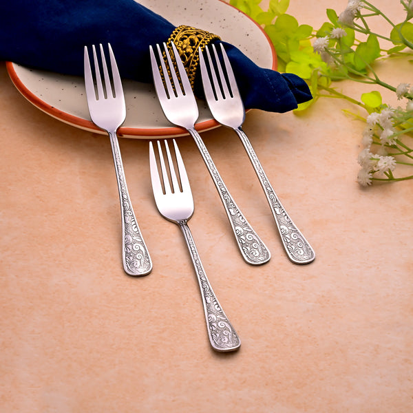 Silver Aura Dessert Forks (Set of 4)