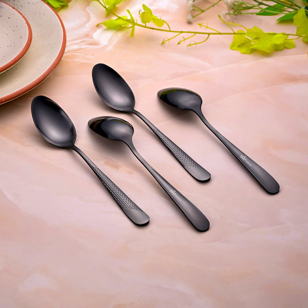 Onyx Black Stainless Steel Spoons (Set of 4)
