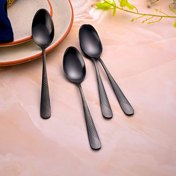 Onyx Black Stainless Steel Spoons (Set of 4)